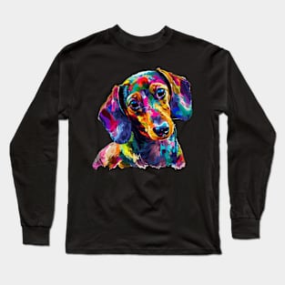 Dachshund Colorfull Pop Art Design For Dog Onwer Long Sleeve T-Shirt